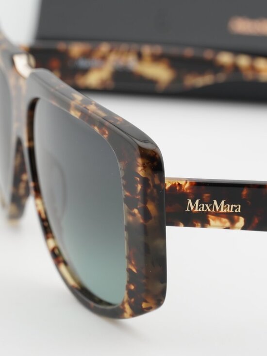 Max Mara SPARK1 MM0075 52P Shield Sunglasses - Dark Havana / Green main image 7